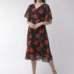 MISH Navy Printed Midi Dress-image-32
