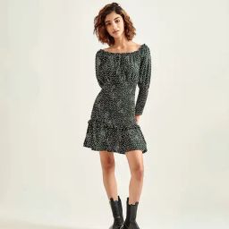 Cover Story Green Polka Dot Skater Dress-image-80