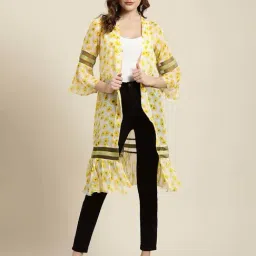 Qurvii Yellow Floral Print Shrug-picture-32