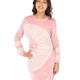 Cutecumber Kids Pink Solid Full Sleeves Shift Dress-image-7