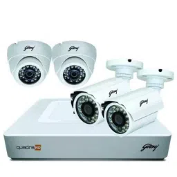 Godrej SeeThru 4 Channel 720P Full HD White CCTV Camera Kit, 1MP2D2B4CH-43