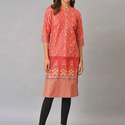 Aurelia Red Printed Straight Kurta-image-84