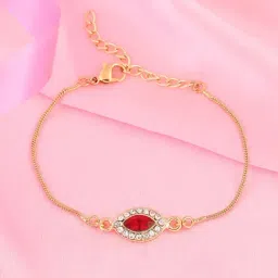 Estele Gold-Plated Bracelet with Crystals & Divine Red for Women-image-88
