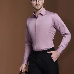 Indian Needle Magenta Satin Regular Fit Shirt-image-33