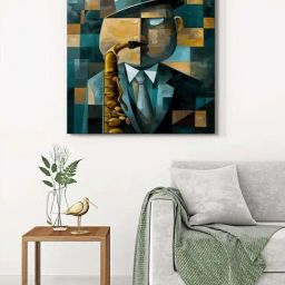 999Store Multicolor Canvas Jazz Musician Wrapped Painting-85