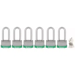 BRADY Keyed Padlock with 6 Keys Steel Green, 39N332 (Set of 6 Pcs)-image-82