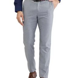 Raymond Grey Slim Fit Self Pattern Trousers-picture-4