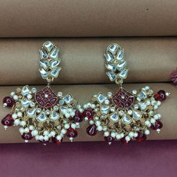 Anouk Gold-Plated Kundan Studded Contemporary Shaped Drop Earrings-21