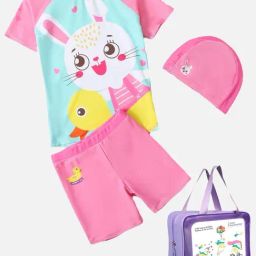 Little Surprise Box Unisex Multi 2pcs Rabbit Duck Theme Upf 50+ Swimwear & Swim Cap-image-11