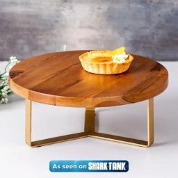 Nestroots Brown Cake Stand Cup for Decoration Cake Plate Dessert Stand Wooden Cake Holder-20