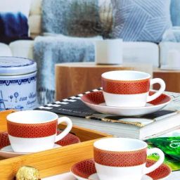 Cello White Opalware Cup & Saucer - Set of 6-10