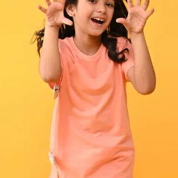 Anthrilo Girls Peach Summer Silver Bow Top-image-68