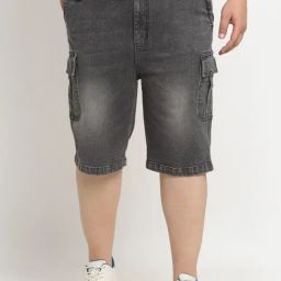Melon by PlusS Grey Cotton Regular Fit Plus Size Denim Shorts-picture-32