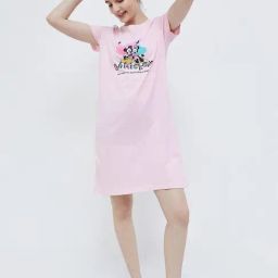 Ginger by Lifestyle Pink Cotton Printed Sleep Tee-image-24