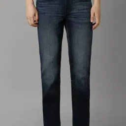 Louis Philippe Navy Cotton Slim Fit Jeans-image-49