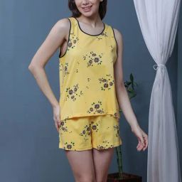 Slumber Jill Yellow Printed Top With Shorts-image-47