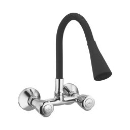 Jabra Dual Flow Sink Mixer Sleek Series Brass Chrome Finish Wall Mount Black-image-92