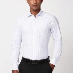 Peter England White Slim Fit Striped Shirt-image-89