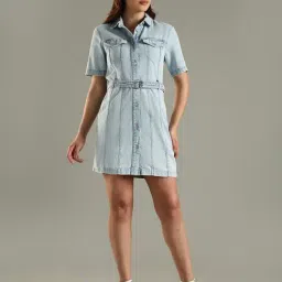 Tommy Hilfiger Blue Cotton Skinny Fit Dress-picture-40