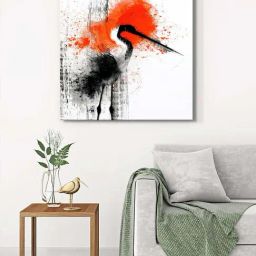 999Store Grey & Black Canvas Artistic Bird Abstract Wrapped Painting-image-61