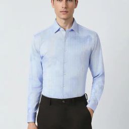 Van Heusen Blue Slim Fit Checks Shirt-47