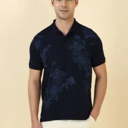 Allen Solly Navy Cotton Regular Fit Printed Polo T-Shirt-image-55