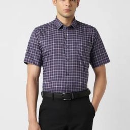 Van Heusen Purple Regular Fit Checks Shirt-image-37
