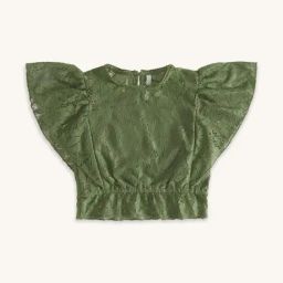 Pantaloons Junior Olive Cotton Embroidered Top-image-27