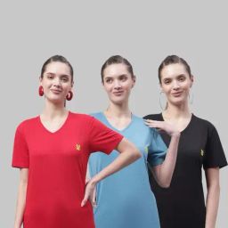 Vimal Jonney Red & Blue Cotton Sports T-Shirt - Pack Of 3-picture-24