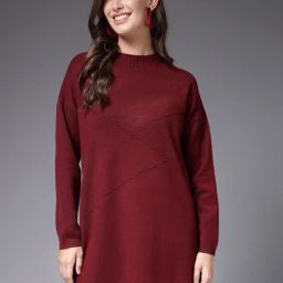 Mafadeny Maroon Self Design Pullover-image-85