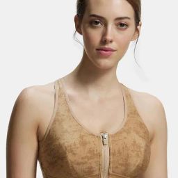 Jockey Beige & Grey Non Wired Padded Sports Bra-image-95