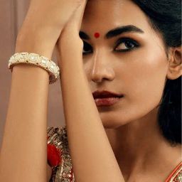 Curio Cottage Strung Pearl Cubic Kundan Bangle-image-23