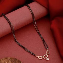 Aatmana Rose Gold-Plated & White CZ Stone-Studded Mangalsutra-22