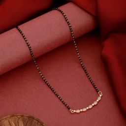 Aatmana Rose Gold-Plated Beaded & AD-Studded Mangalsutra-24