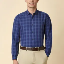 Allen Solly Blue Cotton Slim Fit Checks Shirt-picture-46