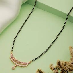 Aatmana Rose Gold-Plated & White CZ Stone-Studded Mangalsutra-image-79