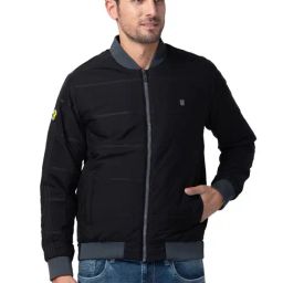 Being Human Black Regular Fit Striped Bomber Jacket-26