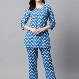 Meeranshi Blue Printed Tunic Pyjama Set-picture-41