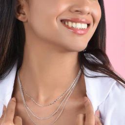 ToniQ Silver-Plated Delicate 3 Layered Princess Necklace for Women-image-58