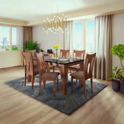 Godrej Interio Onyx Black & Brown Rubber Wood 6 Seater Rectangular Dining Table-image-42