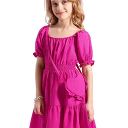 Hola Bonita Girls Tiered Fit and Flare Dress With Sling Bag-image-97