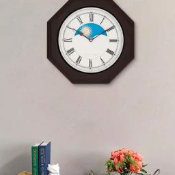 eCraftIndia Red & White Wood Octagon-Shaped Wall Clock With Roman Figures, Sweep Movement-image-55