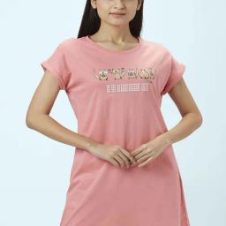 Dreamz by Pantaloons Pink Cotton Graphic Print Sleep Tee-picture-26