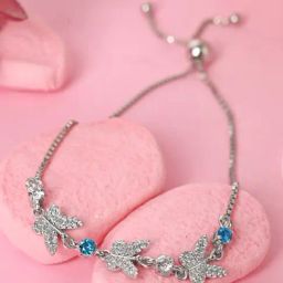 Clara 92.5 Sterling Silver Adjustable Anti Tarnish Swiss Zirconia Blue Butterfly Bracelet for Women-image-85