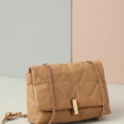 HauteSauce Beige Quilted Medium Handheld Handbag-image-19