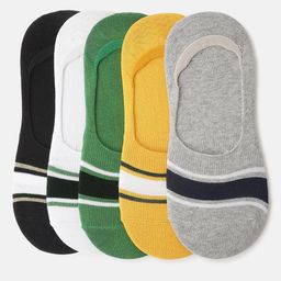 Iconic Men Pack Of 5 Striped Shoe-liner Socks-46