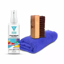 Vetro Power Shoe Care Kit Footwear Protection Premium Brush Luxe Microfiber Cloth-45