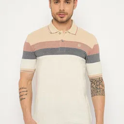 Duke Men Striped Polo Collar Pockets Slim Fit T-shirt-image-85