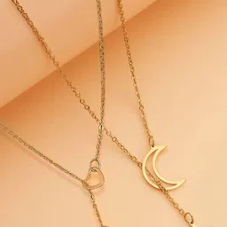 DressBerry Set Of 2 Gold-Plated Heart, Star & Moon Chain-5