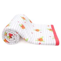 MiArcus Cuddle White & Orange Polyester 240 GSM Single Baby Blanket-30
